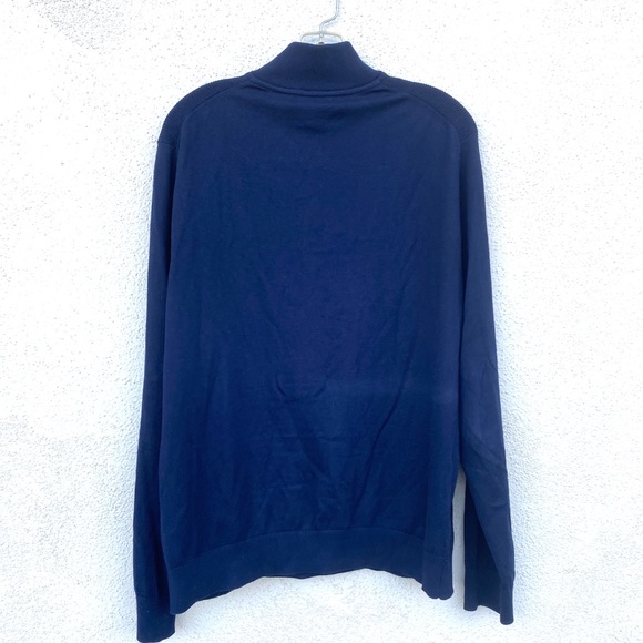 BANANA REPUBLIC men’s pullover sweater cotton cashmere navy blue knit popover L - Picture 9 of 9